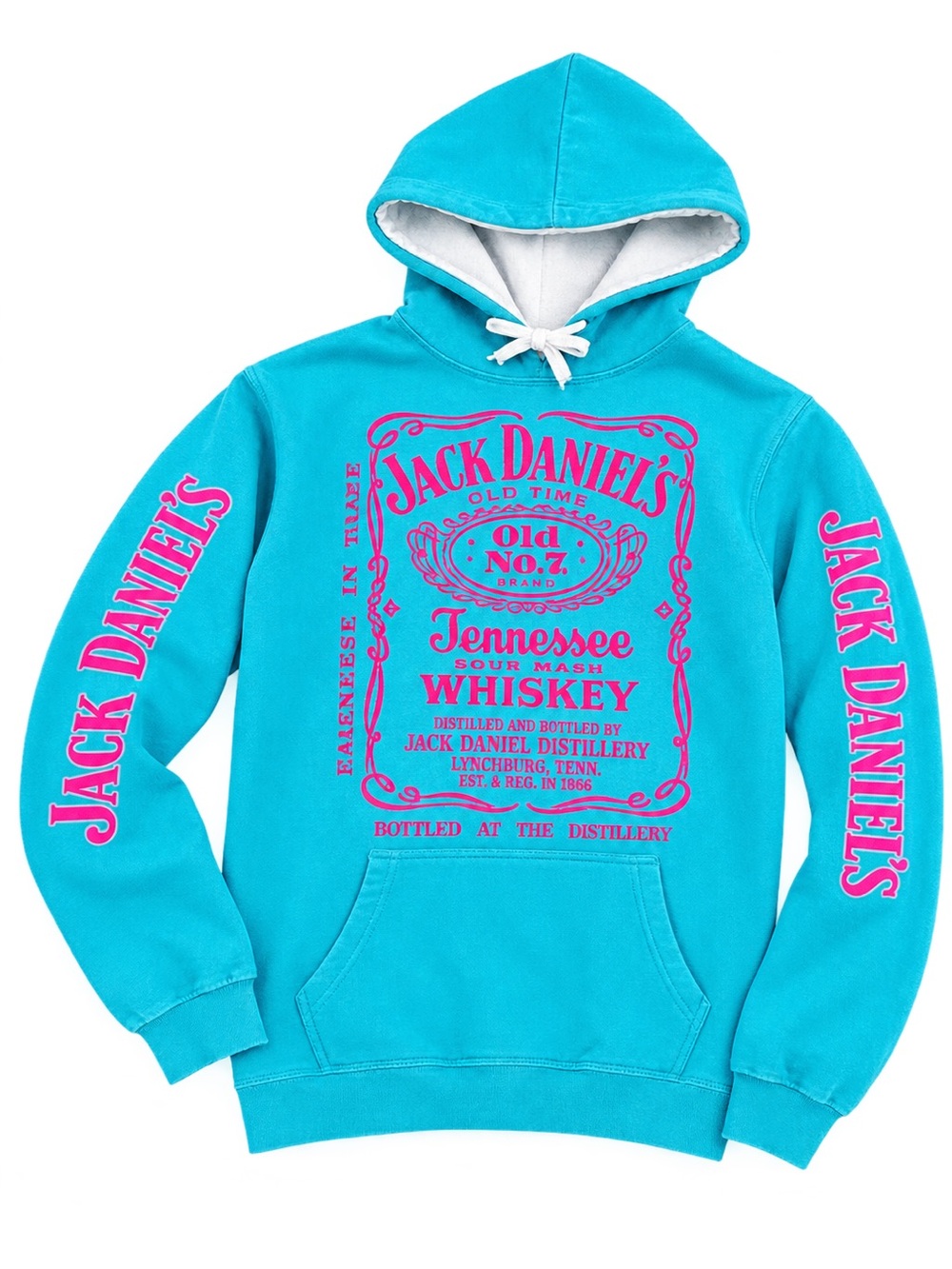 Jack Daniels Teal Hoodie with Pink Logo Prints women’s small